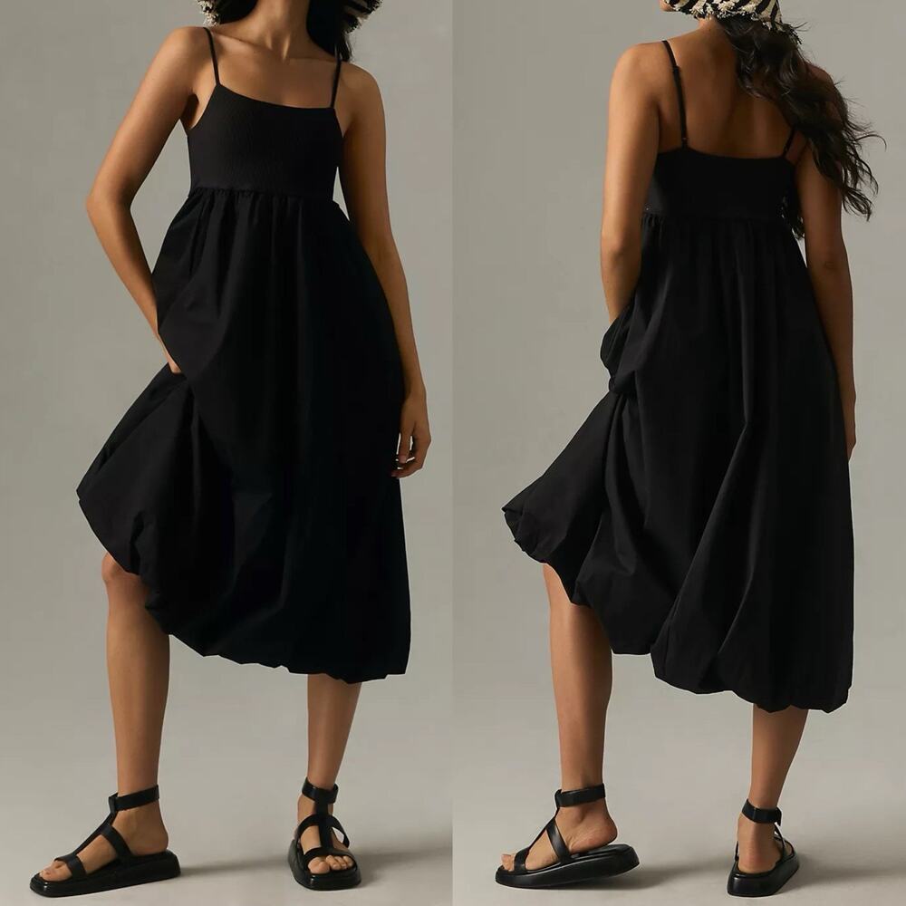 Maeve Sleeveless Bubble Dress By Anthropologie Womens Small Black Midi